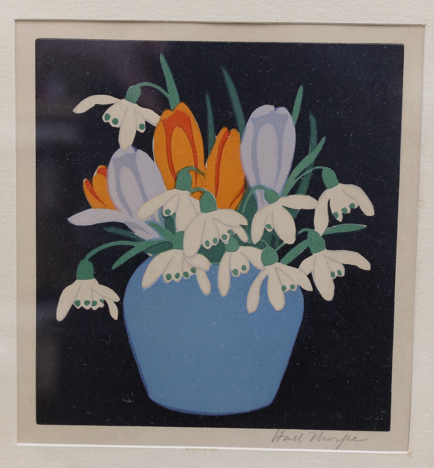 John Hall Thorpe (1874-1947), two woodcuts, 'Snowdrops and Crocus' and 'Pansies and Forget-me-nots', signed in pencil, 18 x 16cm